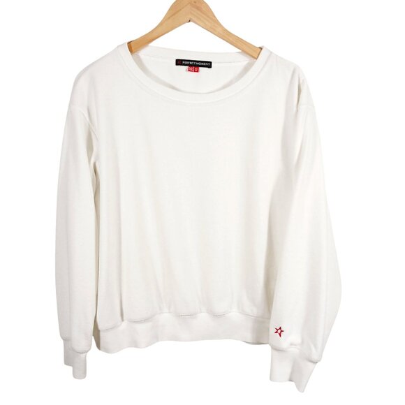 Perfect Moment Tops - Perfect Moment, Ski Wear, XL "Misty" Sweatshirt, White Terry, Relaxed Silhouette